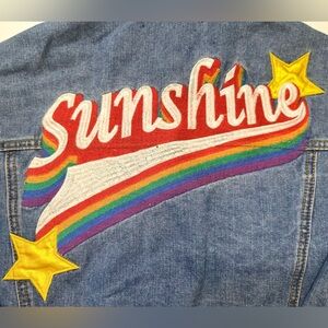 Forever 21, like new, embroidered “Sunshine” Jean jacket, Small